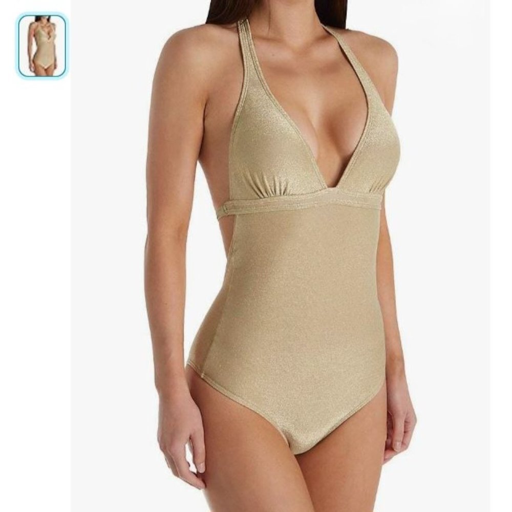 OndadeMar Women's Standard Every Day Gold Halter One Piece Swimsuit